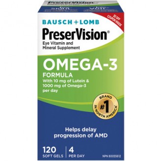 PreserVision Eye Vitamins and Supplements Omega-3 Formula, 120 Softgels